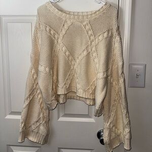 Altar'd State Cream Cable Knit Sweater